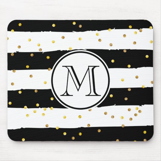 白黒のストライプ マウスパッド (正面)