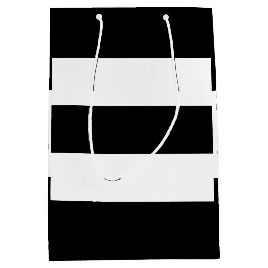 白黒のストライプ ミディアムペーパーバッグ (正面)