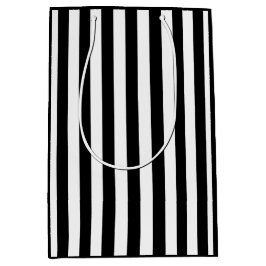 白黒のストライプ ミディアムペーパーバッグ