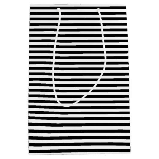 白黒のストライプ ミディアムペーパーバッグ (正面)