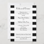 白黒のストライプ、ライン、リハーサルディナー 招待状 (正面)