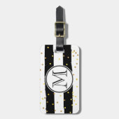 白黒のストライプ ラゲッジタグ (正面縦)