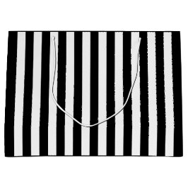 白黒のストライプ ラージペーパーバッグ