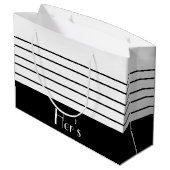 白黒のストライプ ラージペーパーバッグ (裏面アングル)