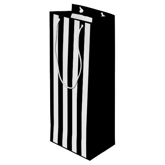 白黒のストライプ ワインギフトバッグ (裏面アングル)