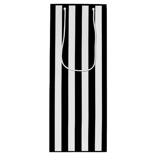 白黒のストライプ ワインギフトバッグ (正面)