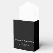 白黒のストライプ、名前、日付、結婚披露宴 フェイバーボックス (オープン)