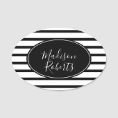 白黒のストライプ 名札 (正面)