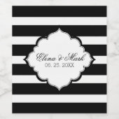 白黒のストライプ – 日付を保存 ワインラベル (シングルラベル)