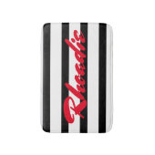 白黒のストライプ(赤) バスマット (正面縦)