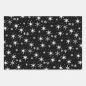 白黒のスノーフレークのクリスマスパターン ラッピングペーパーシート (正面)