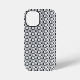 白黒のスペイン風タイル iPhone 12 MINIケース