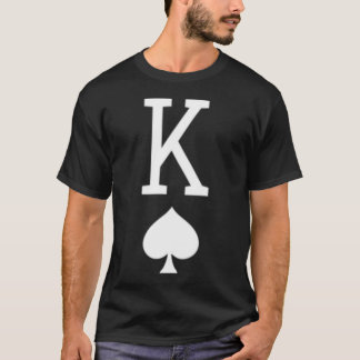 白黒のスペードのキングのトランプゲーム Tシャツ