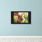 白黒のタイガーキャンバスの印刷 キャンバスプリント (インサイチュ (ウッドフロア))