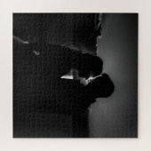 白黒のタイムレスラブシルエット ジグソーパズル (横)