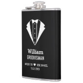 白黒のタキシードのスーツの新郎の花婿の付添人の結婚式 フラスク (左)