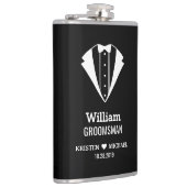 白黒のタキシードのスーツの新郎の花婿の付添人の結婚式 フラスク (右)