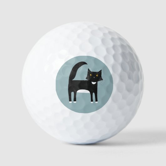 白黒のタキシード猫ゴルフボール ゴルフボール (正面)