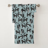 白黒のタキシード猫パターン バスタオルセット (インサイチュ)