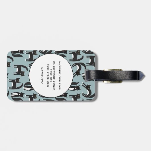 白黒のタキシード猫名前をカスタムする ラゲッジタグ (裏面横)