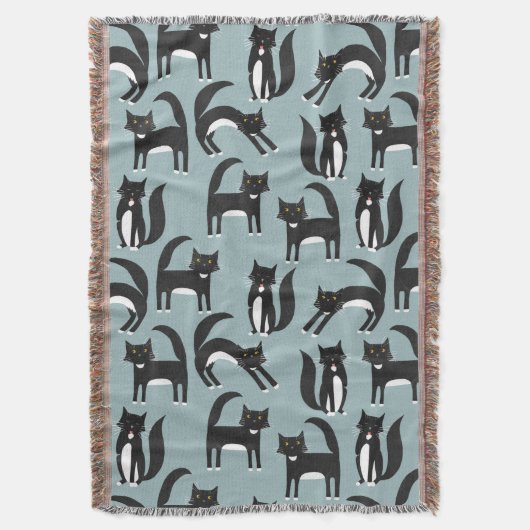 白黒のタキシード猫 スローブランケット (正面縦)