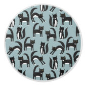 白黒のタキシード猫 セラミックノブ (正面)