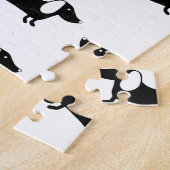 白黒のダックスフント ジグソーパズル (側面)