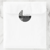 白黒のダマスクのウェディングシール ラウンドシール (バッグ)