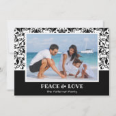 白黒のダマスクのクリスマスフォト シーズンカード (正面)