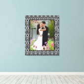 白黒のダマスクのフォトフレームキャンバス印刷 キャンバスプリント (インサイチュ (ウッドフロア))