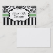 白黒のダマスクの名刺（緑） 名刺 (正面/裏面)