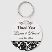 白黒のダマスクの結婚式のお気に入りキーチェーン キーホルダー (正面)