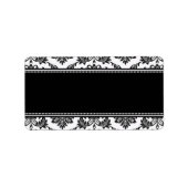 白黒のダマスクの結婚式住所 シール (正面)