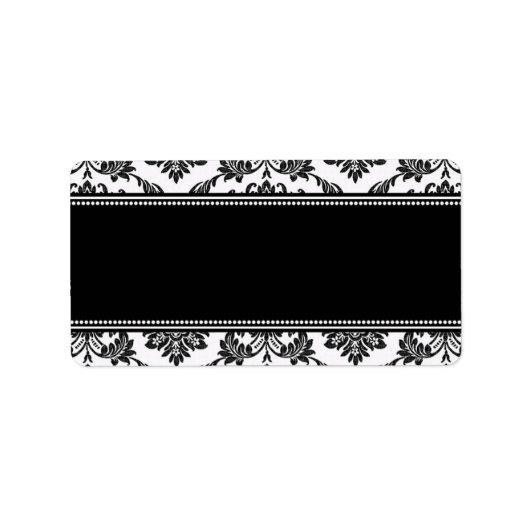白黒のダマスクの結婚式住所 シール (正面)