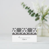 白黒のダマスクの結婚式座席表 プレイスカード (スタンド正面)