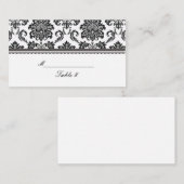 白黒のダマスクの結婚式座席表 プレイスカード (正面/裏面)