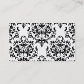 白黒のダマスクの結婚式座席表 プレイスカード (裏面)