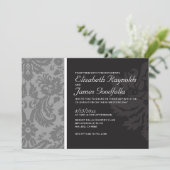 白黒のダマスクの結婚式招待状 招待状 (スタンド正面)