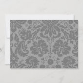 白黒のダマスクの結婚式招待状 招待状 (裏面)