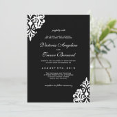 白黒のダマスクの結婚式招待状 招待状 (スタンド正面)