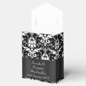 白黒のダマスクの結婚式 フェイバーボックス (オープン)