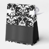 白黒のダマスクの結婚式 フェイバーボックス (裏面サイド)