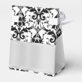 白黒のダマスクの結婚式 フェイバーボックス (裏面サイド)