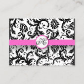 白黒のダマスクフローラ(ピンクのトリム付) 名刺 (裏面)