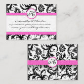 白黒のダマスクフローラ(ピンクのトリム付) 名刺 (正面/裏面)
