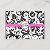 白黒のダマスクフローラ(ピンクのトリム付) 名刺 (裏面)