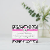 白黒のダマスクフローラ(ピンクのトリム付) 名刺 (スタンド正面)