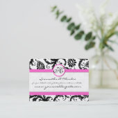 白黒のダマスクフローラ（ピンクのトリム付） 名刺 (スタンド正面)