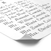 白黒のダマスク披露宴座席表 ポスター (角)