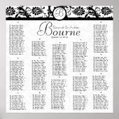 白黒のダマスク披露宴座席表 ポスター (正面)